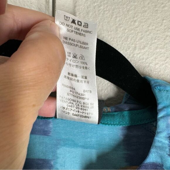 Patagonia Kids’ Baggies Hooded Jacket Zip Up Blue Geometric Print Size XXL(16-18 - Picture 4 of 7